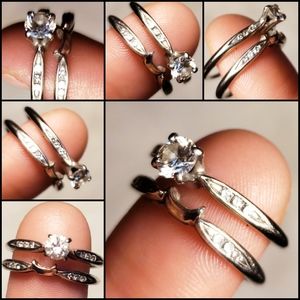 ANTIQUE 14K WHITE GOLD GENUINE DIAMOND BRIDAL SET